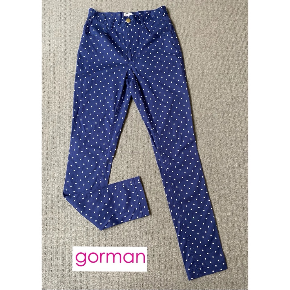 Gorman Women Blue Polka Dots Skinny Jeans Pants Sz AU6 W24 L29 - Picture 1 of 9